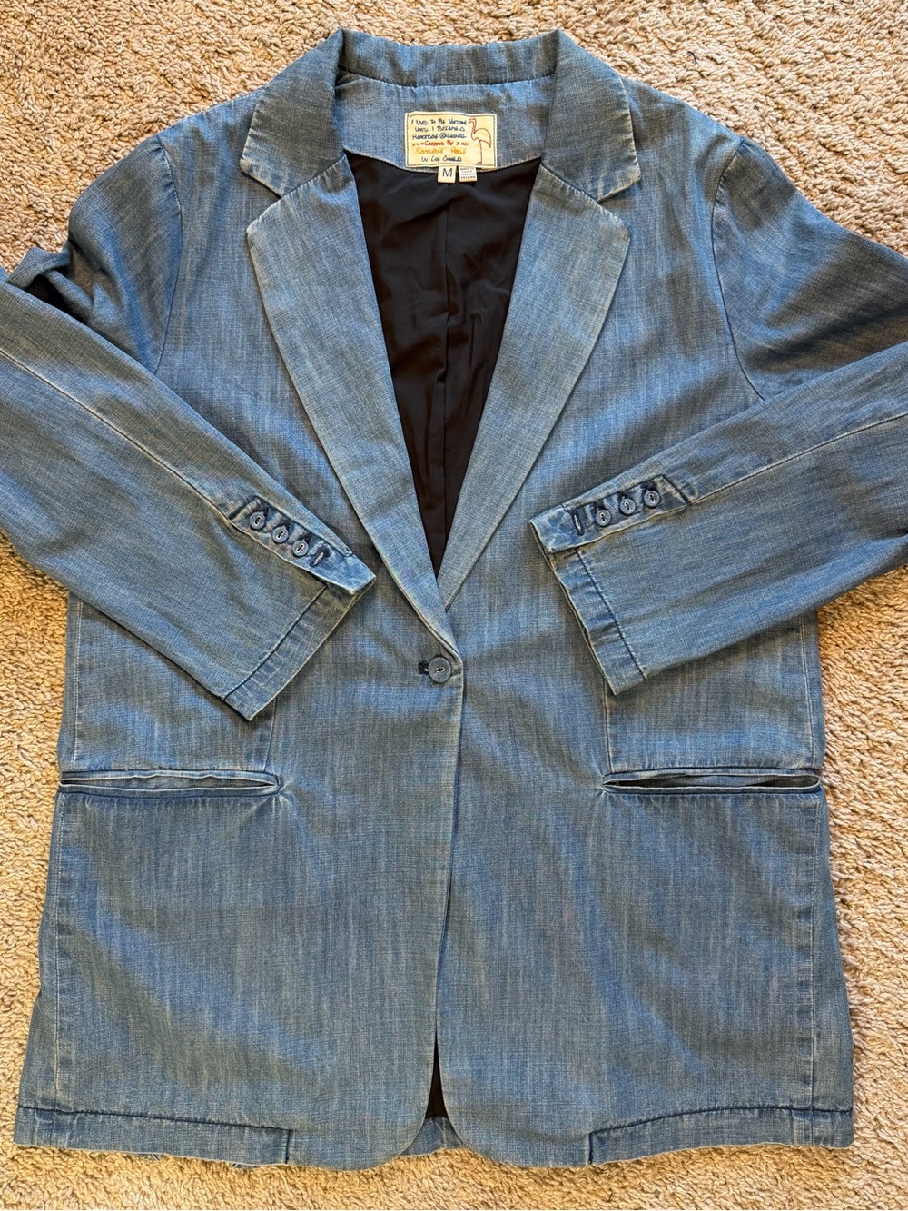 NWOT Sandrene Rose by Free People Denim Blazer ~ Medium